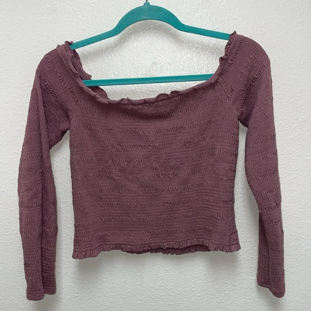Aéropostale Dark Pink Dusty Rose Off the Shoulder Smocked XL Junior’s Top